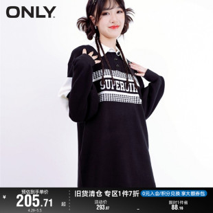 潮流字母翻领落肩针织连衣裙女 ONLY奥莱夏季