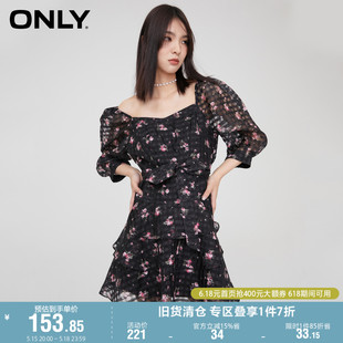 碎花连衣裙女 ONLY奥莱夏季 灯笼袖