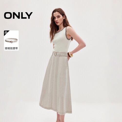 ONLY针织牛仔拼接假两件连衣裙