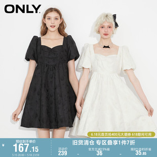 连衣裙女 印花短款 收腰显瘦泡泡袖 ONLY奥莱夏季