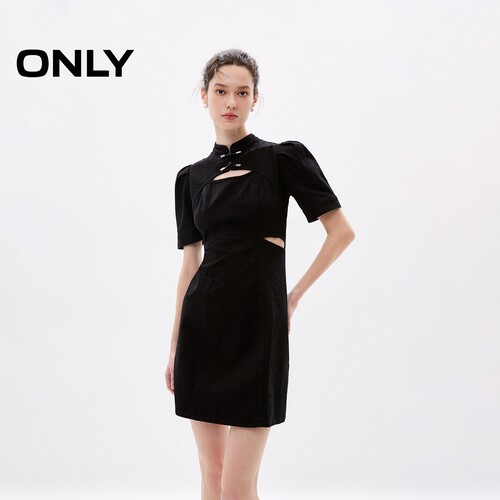 ONLY新中式盘扣牛仔连衣裙