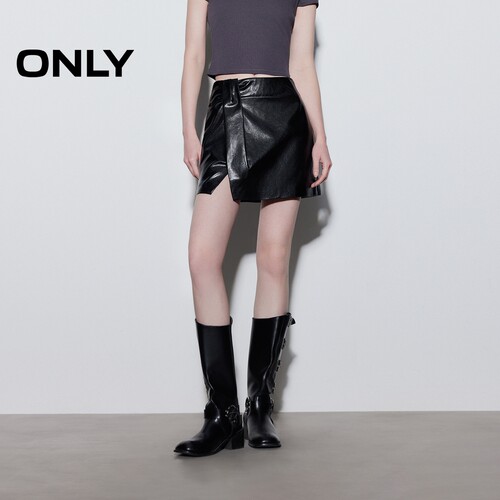 ONLY挺阔A摆PU短裙半身裙