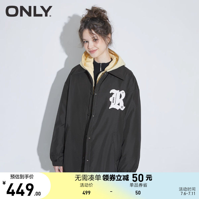 ONLY奥莱夏季休闲字母设计宽松单排扣长袖外套女