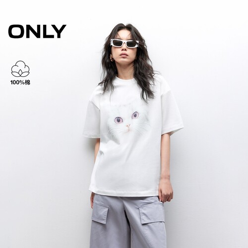 ONLY宽松落肩纯棉印花短袖T恤