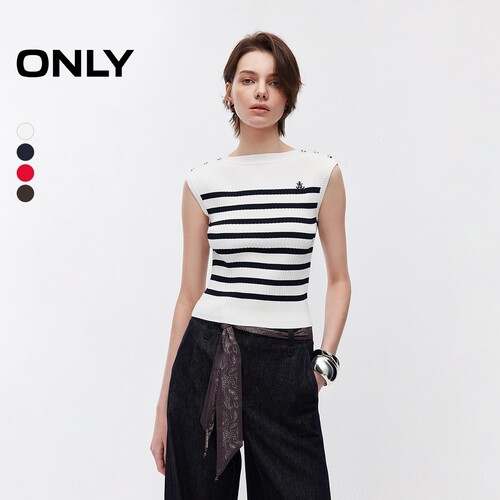 ONLY撞色条纹显瘦背心针织衫