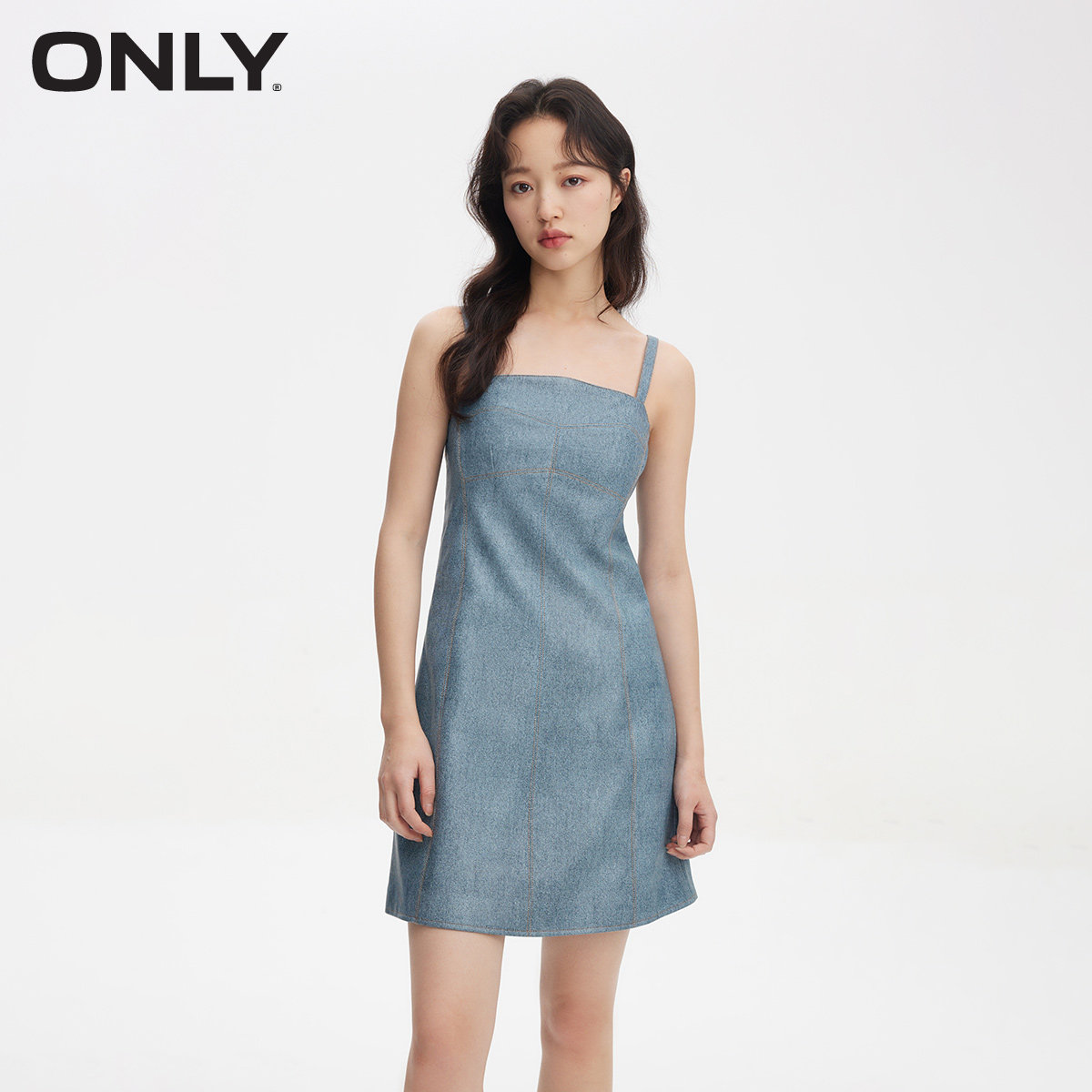 【ONLY奥莱】夏季新款气质休闲百搭PU吊带短裙连衣裙女