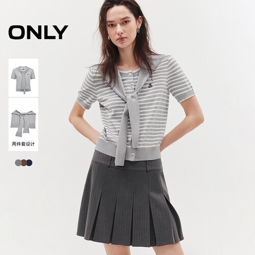 ONLY可拆卸披肩套装短袖针织衫