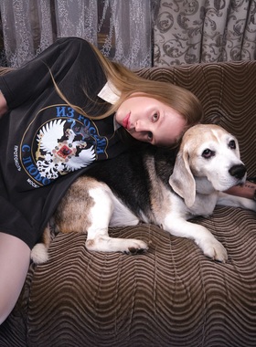 Protocol index俄罗斯限定双头鹰水洗做旧磨破短袖重工休闲T恤Tee