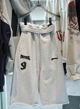 Protocol index翻腰刺绣字母七分裤休闲纯棉运动卫裤Tarzzan同款