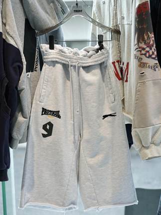 Protocol index翻腰刺绣字母七分裤休闲纯棉运动卫裤Tarzzan同款