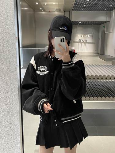 WE11DONE美式刺绣小熊棒球服外套