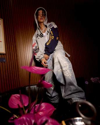 Protocol index拼接做旧破坏刺绣拉链连帽衫美式休闲男女潮牌外套