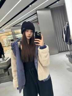 we11done MoMo美式潮牌双面穿破坏羊羔绒保暖棉衣重磅连帽衫外套