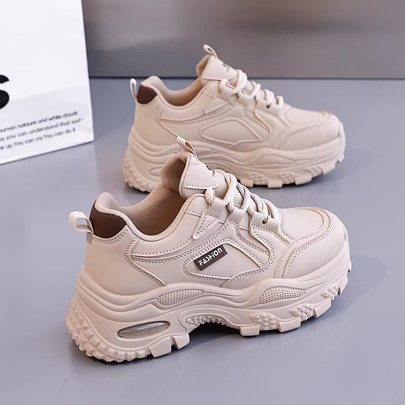 厚底老爹鞋女2026新款春季真皮防水运动鞋小个子显腿长松糕鞋爆款