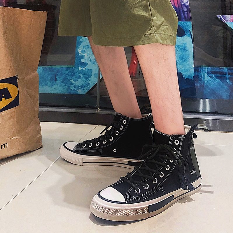 Summer and fall ventilation Aberdeen literature Men's Shoes 2019 new pattern Korean Edition Trend zipper skate shoes Versatile Gaobang canvas shoesin the Men's Shoes, Canvas shoes  category - from Buy2taobao.com to provide professional Taobao agent buy service