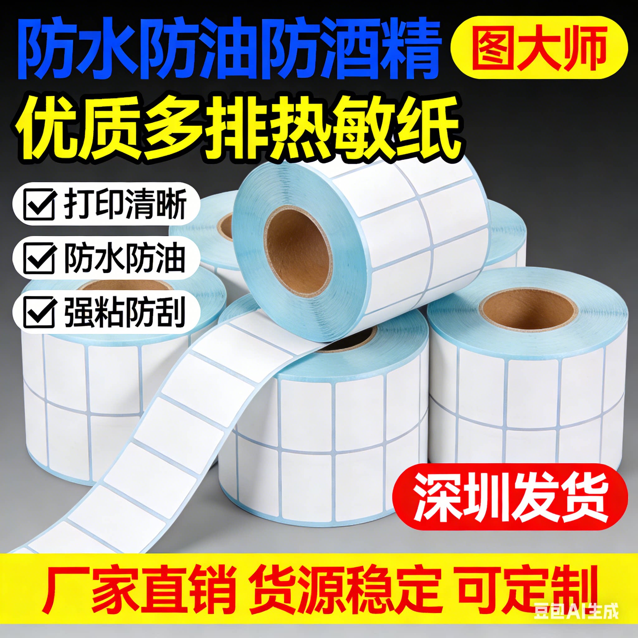 效率翻倍双排热敏不干胶标签图片