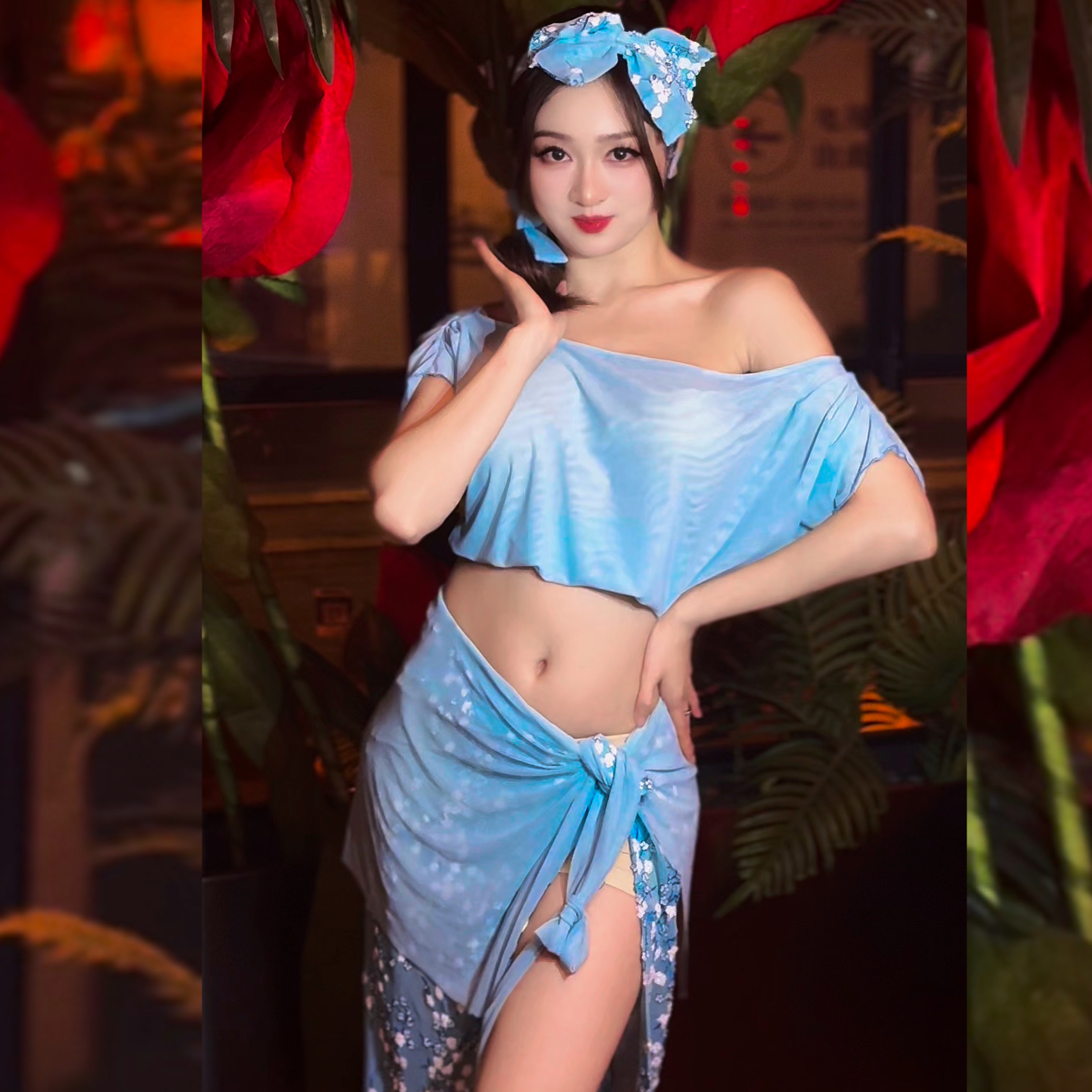 悦梦风璐肚皮舞套装演出服班服性感气质练功服显瘦初学仙女亮片