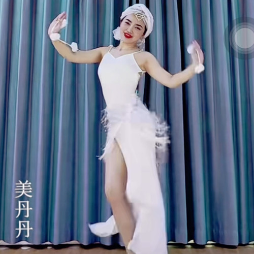 悦梦风璐2024新款肚皮舞春夏美背流苏臀巾套装练功服团服连衣裙