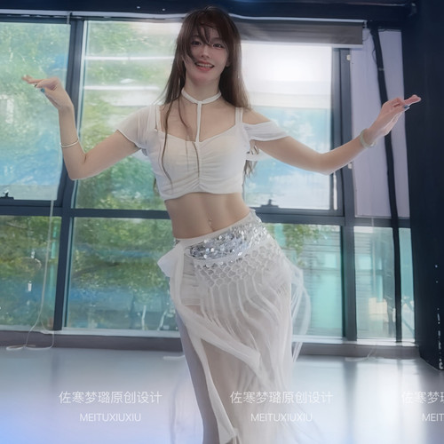 悦梦风璐原创新款肚皮舞服装长裙流苏表演服套装演出东方舞团服
