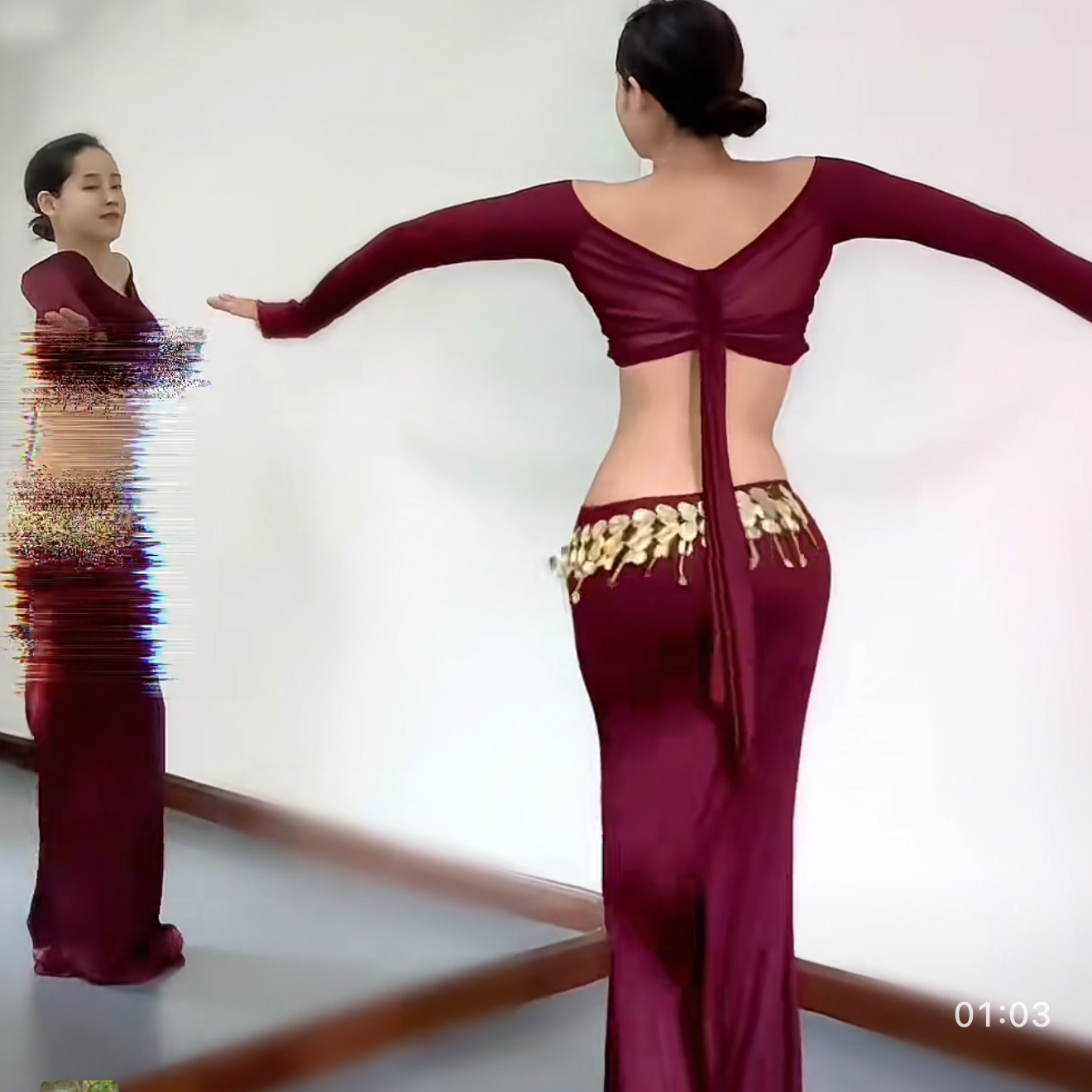 悦梦风璐肚皮舞新款套装演出服班服气质练功服显瘦初学仙女包臀裙