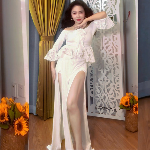 悦梦风璐2024练功服套装分体仙女款肚皮舞东方舞表演服长裙蕾丝