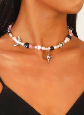 Vintage metal butterfly cross star flower necklace for women
