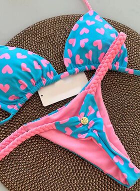New Women's Bikini Split Print Swimwear Fashion G-string Bea