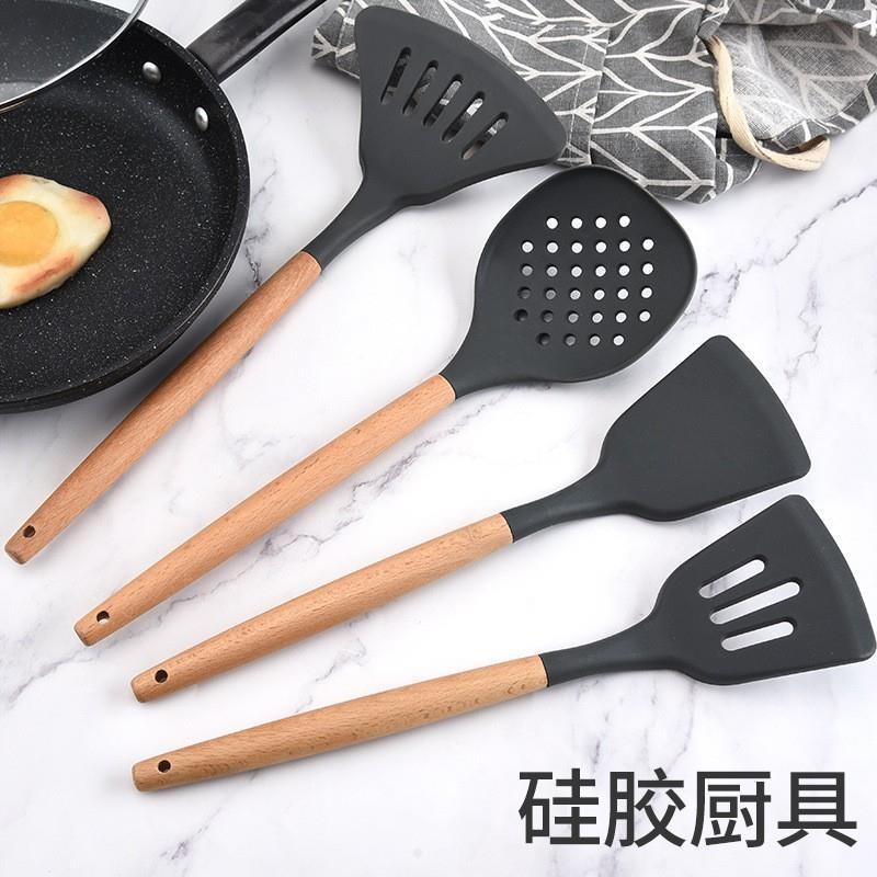 Creative silicone spatula wooden handle non-stick pot spatul