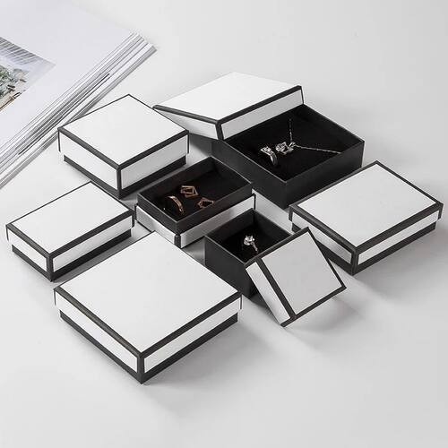 12pack White Black Cardboard Jewelry Box Earings Rings Neckl