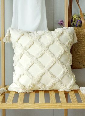 Premium Tufted Sofa Cushion Cover with Tassel Bohemian Handm