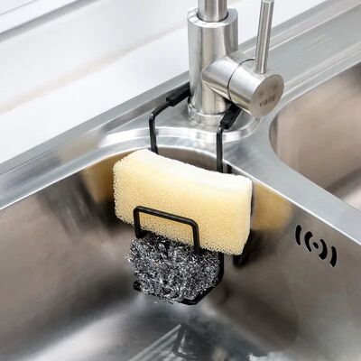 Kitchen Metal Sink Drying Holder Sink Rack Wall Sucker Spong