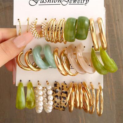 Earringsetwom金属C型亚