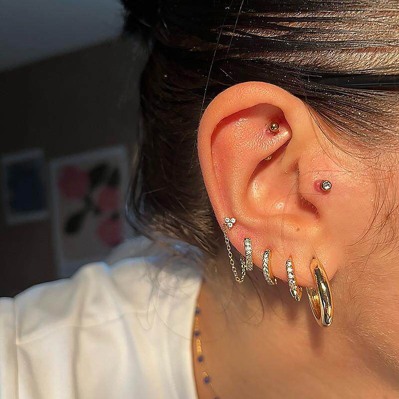 Square Circle Hoop Earrings For Women Stainless Steel Shiny