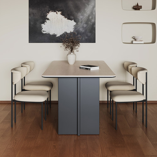 一眼中意洞石岩板餐桌德利丰岩板