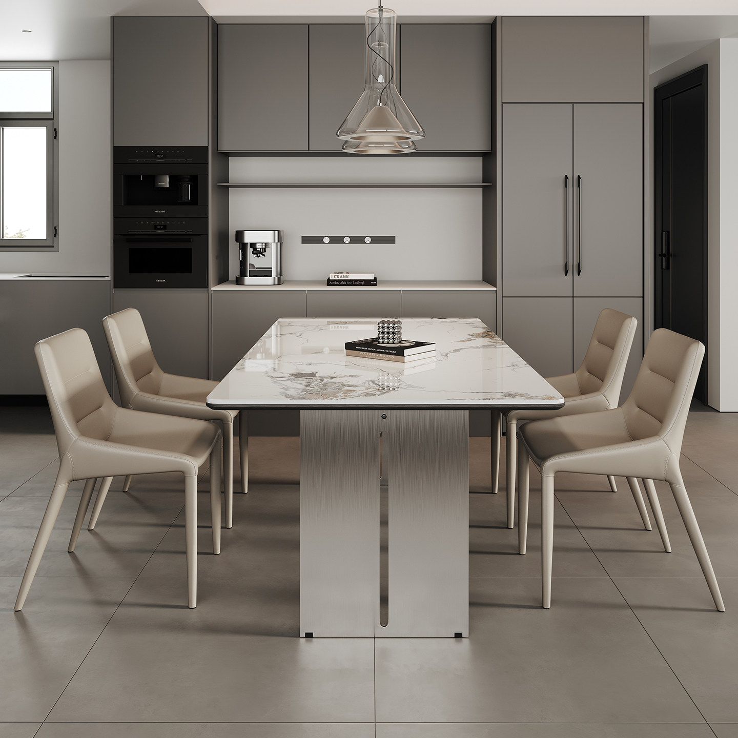 亮光岩板餐桌不锈钢意式家用餐厅饭桌现代简约岩板餐桌椅组合定制,住宅家具,岩板餐桌,淘宝优惠券,粉丝福利购,淘宝优惠卷