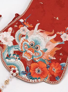 灵龙花影汉服刺绣包民族古风四季甜美百搭斜挎包马年新款流苏红包