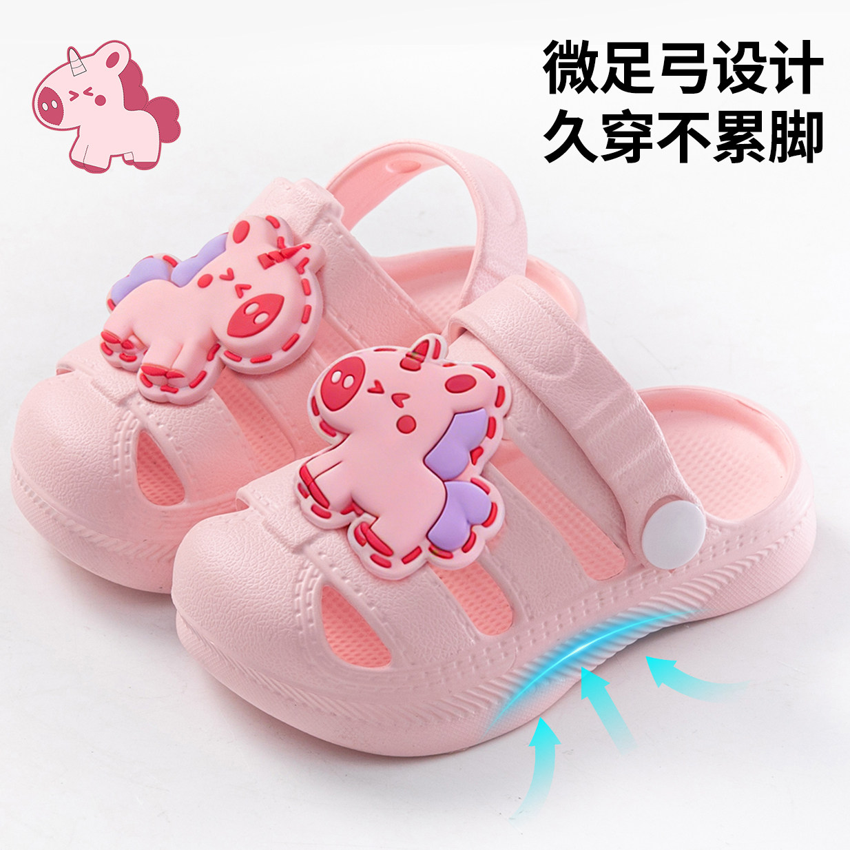 2026新款独角兽儿童洞洞鞋女童防滑透气凉拖鞋男宝包头沙滩鞋夏季