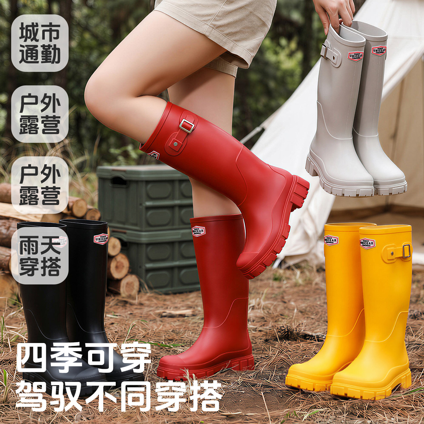 2026新款可折叠雨鞋女款防滑水靴图片