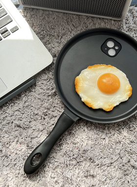 趣味搞怪平底锅苹果15Pro max手机壳个性创意恶搞笑13Pro仿真煎荷包蛋适用iPhone14plus网红情侣新款12Xs定制