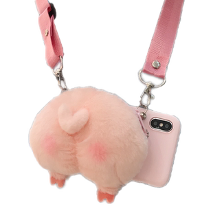 可以背的手机壳适用iPhone14pro max斜挎背带零钱包一体苹果12/13手机壳可爱卡通XS毛绒8plus硅胶防摔11女X软