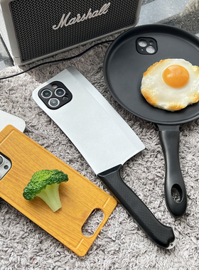 欧美恶搞怪平底锅手机壳小米14Ultra网红菜刀型红米note13搞笑12pro个性创意K70切菜板k60小众9奇葩8立体仿真