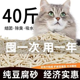 豆腐猫砂豆腐砂10公斤20斤实惠装 除臭无尘非混合猫砂40斤猫舍猫沙