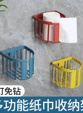 免打孔卫生纸置物架多功能纸巾抽纸盒卫生间厕纸盒浴室物品置物架