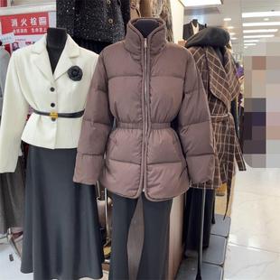 十三行现货2025秋冬韩版时尚立领收腰显瘦纯色羽绒服女K8094W444