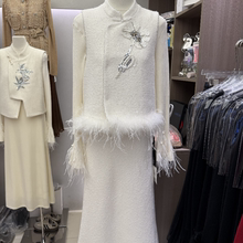 十三行现货2025冬季韩版新中式重工亮片马甲半身裙套装K68566W309