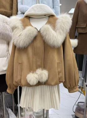 十三行现货2025冬季新款韩版甜美大毛领派克羽绒服外套k68902w578