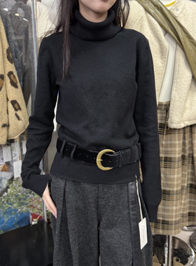 十三行现货2025冬季新款韩系高领系腰带长袖针织毛衣k68627w112