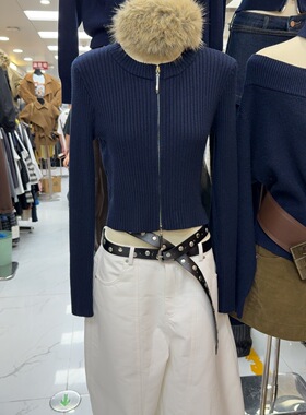 十三行现货2025秋冬新款韩版时尚拉链针织开衫毛衣女K68550W112