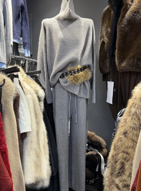 十三行现货2025冬季新款韩版慵懒风针织毛衣阔腿裤套装k68830w312