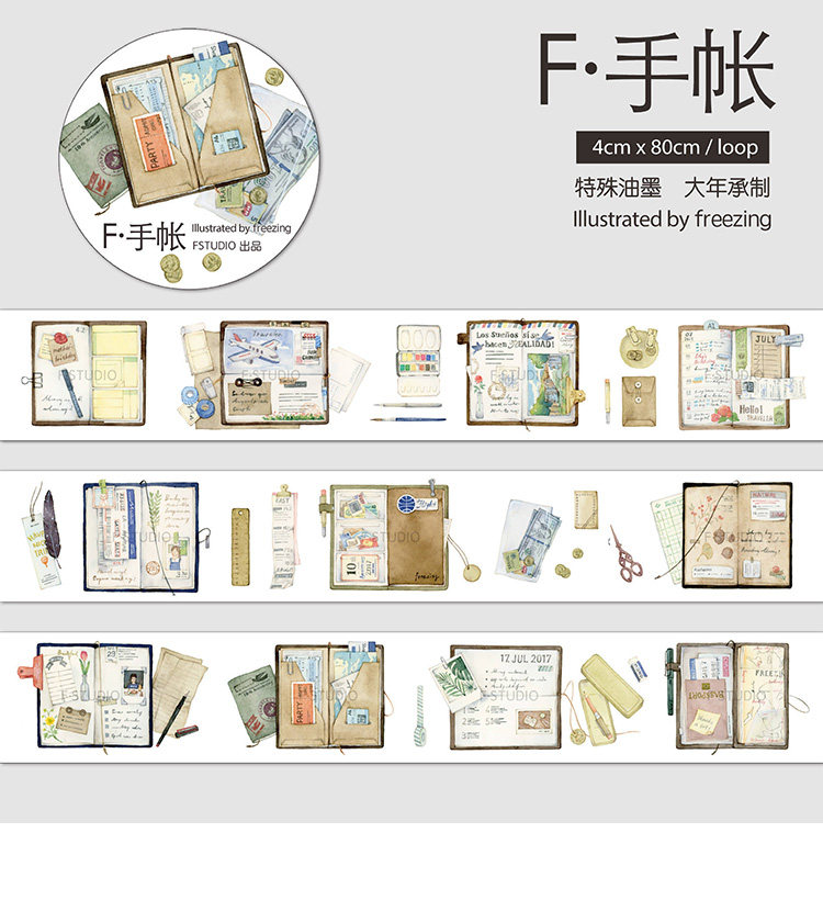 【萝卜分装】FSTUDIO家 F-手帐和纸胶带 复古TN拼贴素材